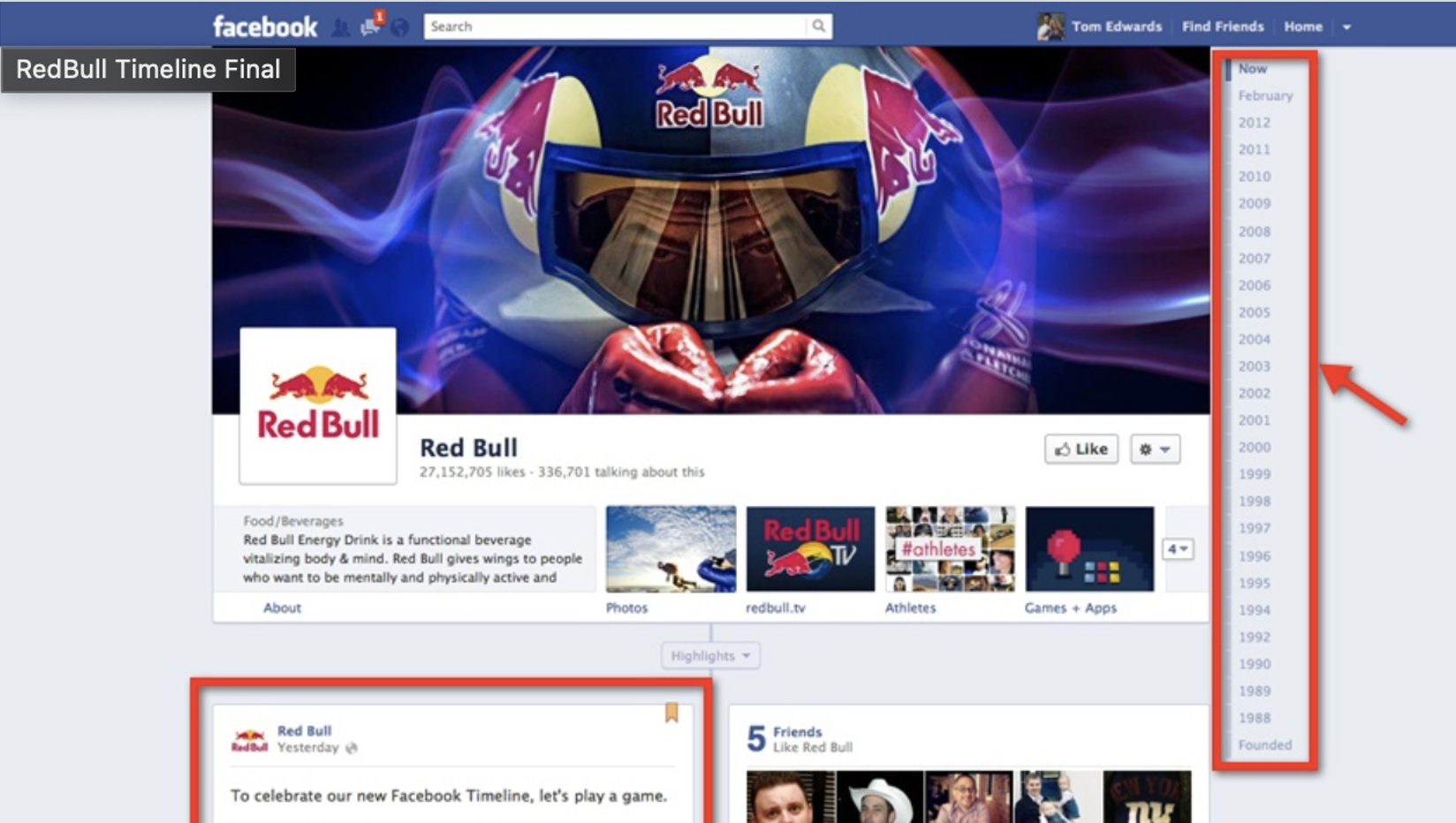 Red Bull Facebook Timeline Timewarp